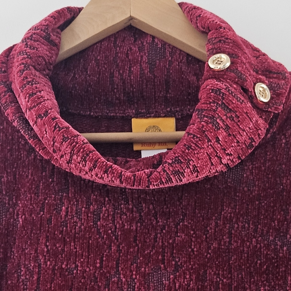 Ruby Rd. Split Cowl Neck Chenille Jacquard Knit T… - image 5